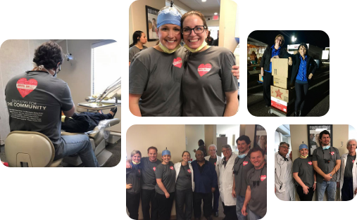 Collage of images of dental team members at community events