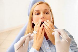 a woman scared of the dentist