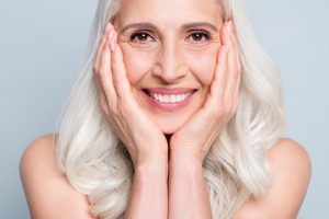 mature woman with veneers