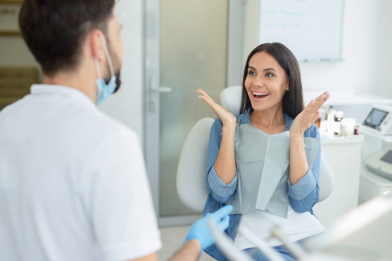 patient speaking with a dentist in Temple